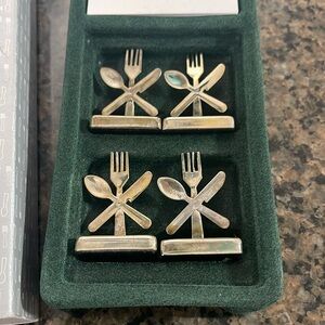 Silver Plated Placecard Name Holder Knife Spoon Fork Table Setting Two’s Company